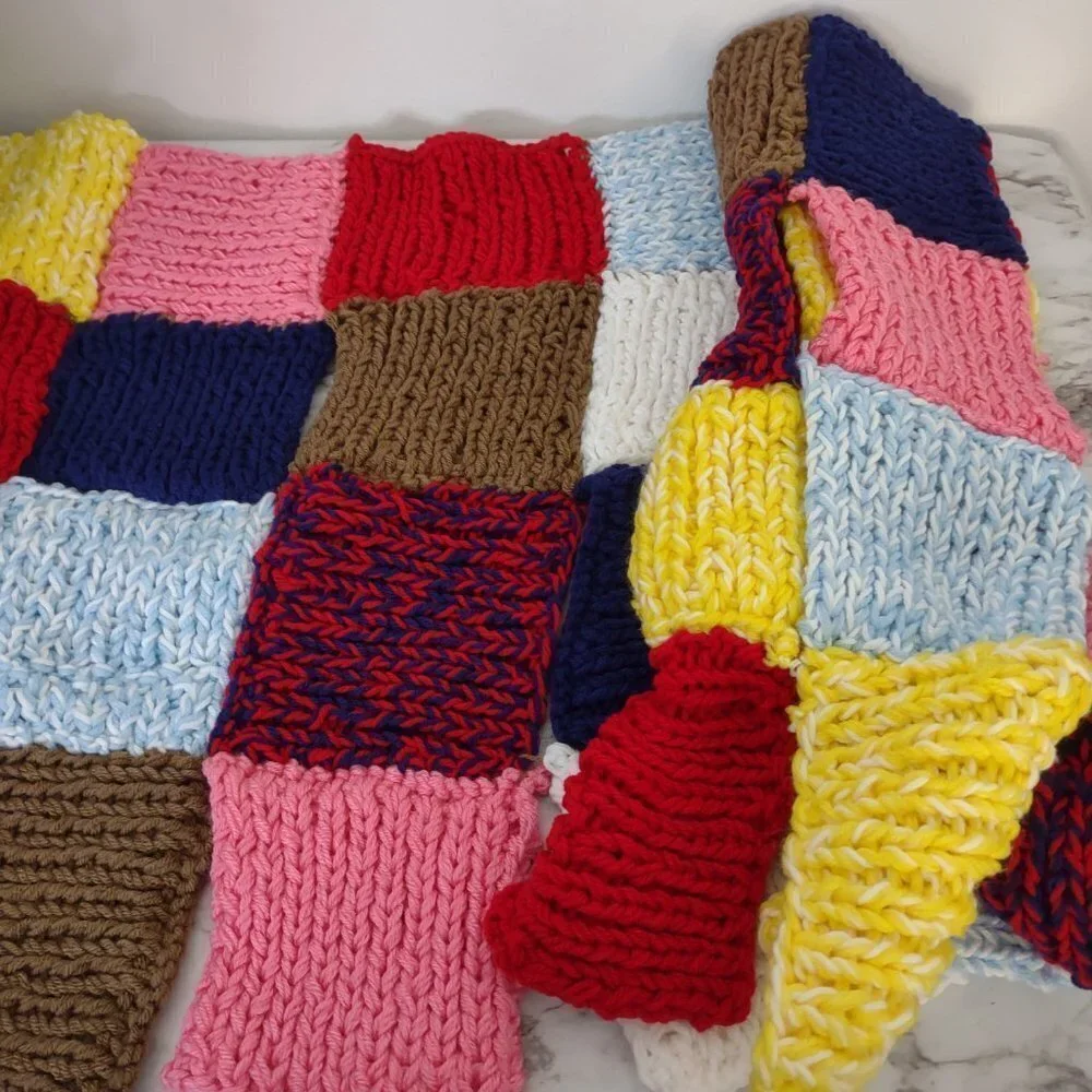 Vintage Granny Rectangular Multicolor Patchwork Grandma core Throw 66‎ x 27 inch